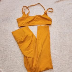 Willow Boutique Orange Sunsent Eladay Strappy Bra Top And Leggings